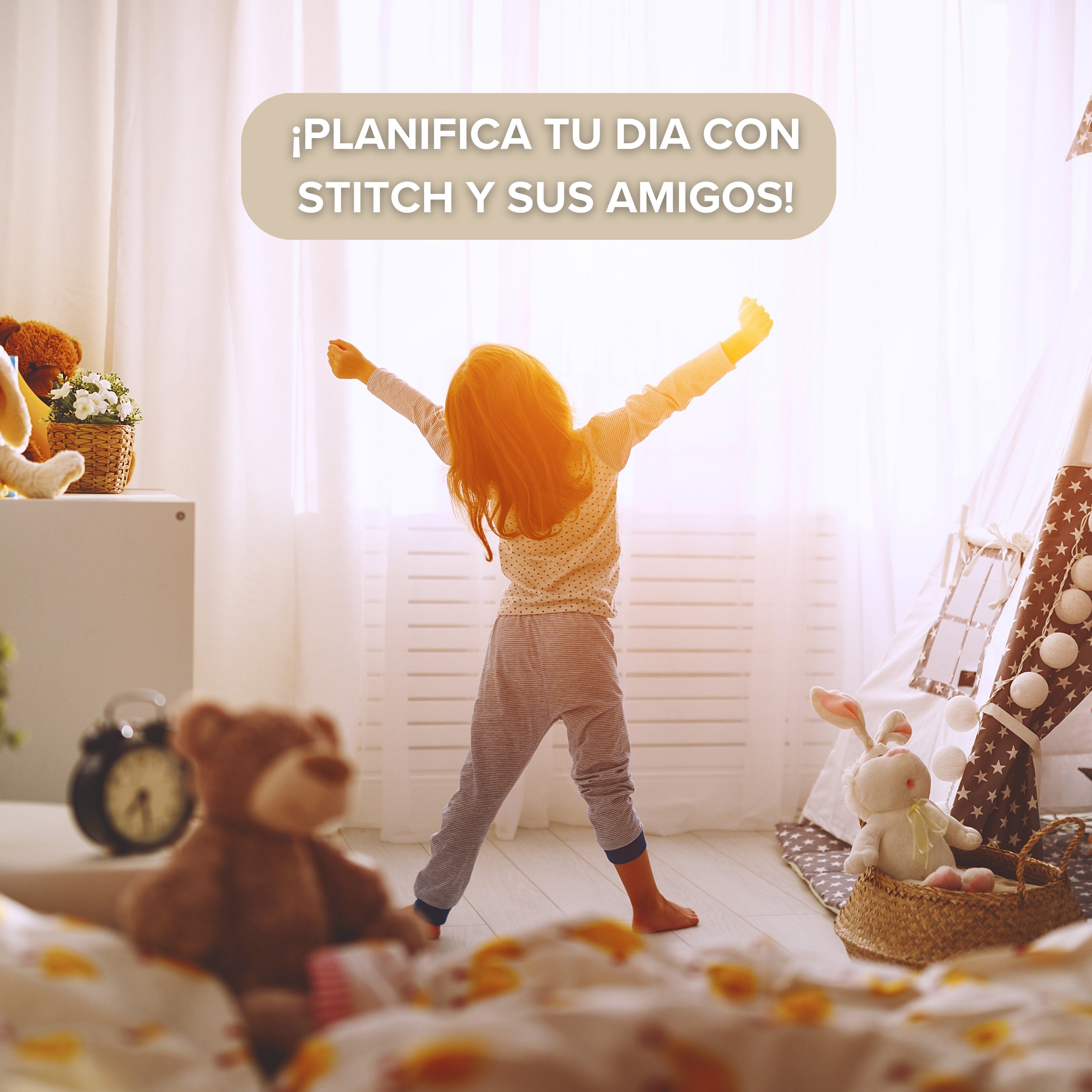 Imagen de una niña planifica tu día con stitch y sus amigos